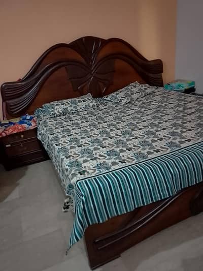 double bed in excellent condition solid wooden bed with side tables