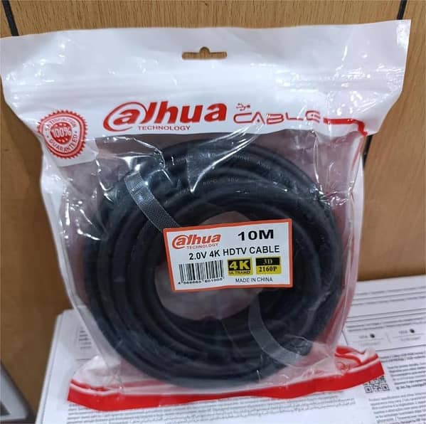 Dahua HDMI Cable 10M: HDMI 2.0 High-Speed 4K/3D Support, Gold-Plated 18.2 Gbps
