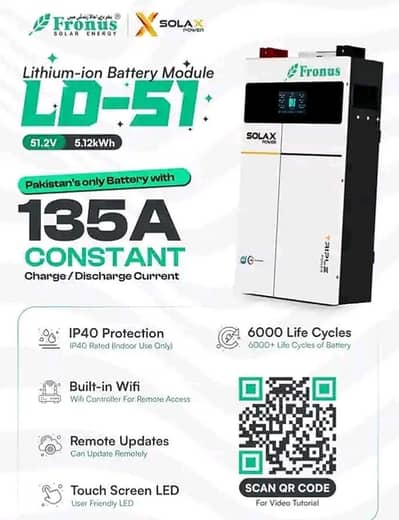 Solax Ld51 lithium battery 5kw 51.2volt 100ampere 6000cycle
