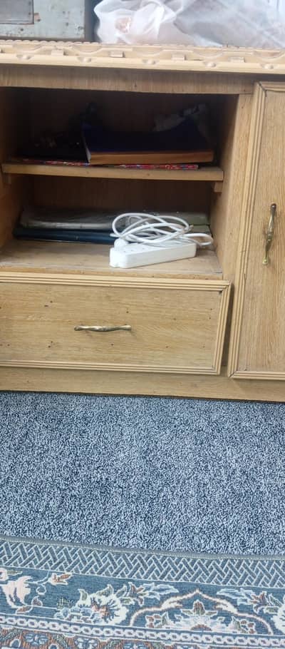 wooden console table with drawer and cabinets for sale