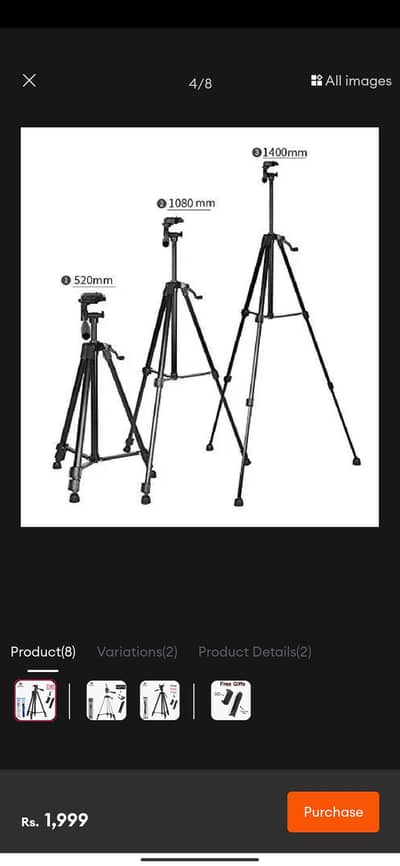 Tripod Stand Available With Mobile Phone Holder