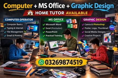 Computer Courses - MS Office & Graphic Design | Online / Home Tutor
