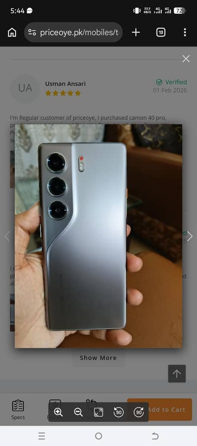 7 day used techno camon 40 pro