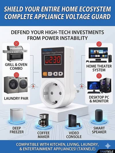 Automatic Voltage Protector Socket AC 220V Adjustable 16A Power Surge