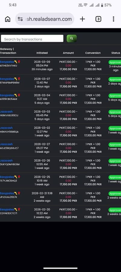 real work daliy withdraw received