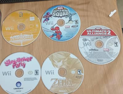 Nintendo Wii Game Discs Bundle - Zelda,Marvel,Mario &Sonic (5Games)