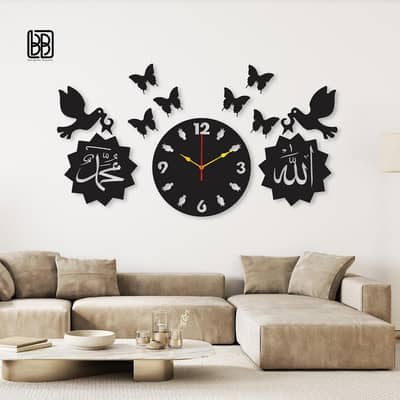 Black Bird Design Wall Clock 24x14 Inches