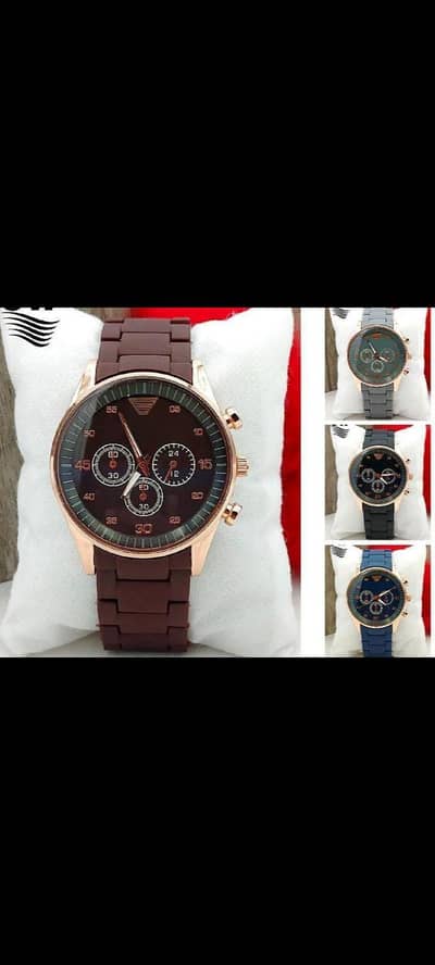 Men's Stainless Steel Chronograph Watch Brown Strap