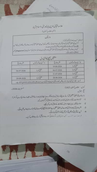 AIOU spring 2026 assignment