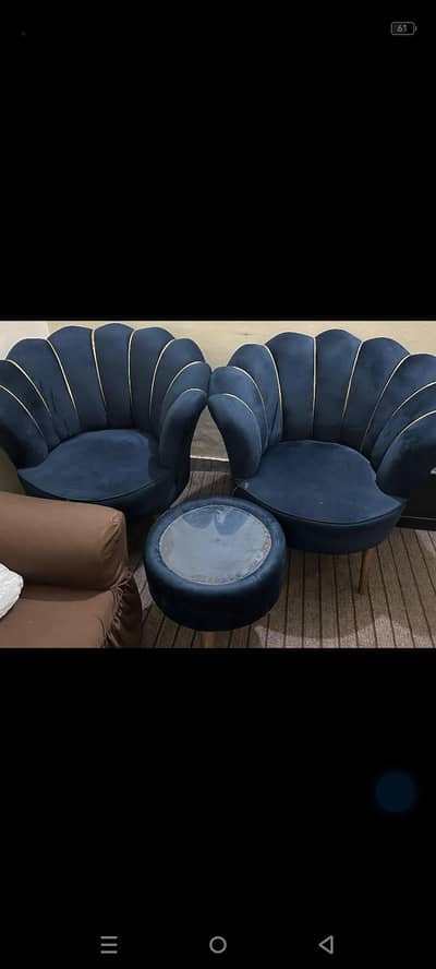 Modern Tufted Velvet Bedroom Chairs Set with Coffee Table.