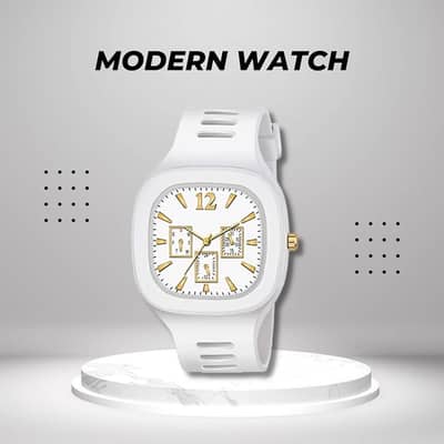 Men's black_gray_white silicone Analouge  watches with gold accents