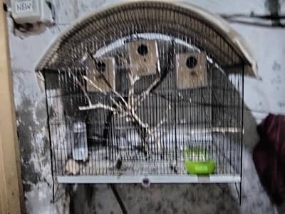 love birds breeding cage set - 3 boxes 6 gharay with heavy iron tray