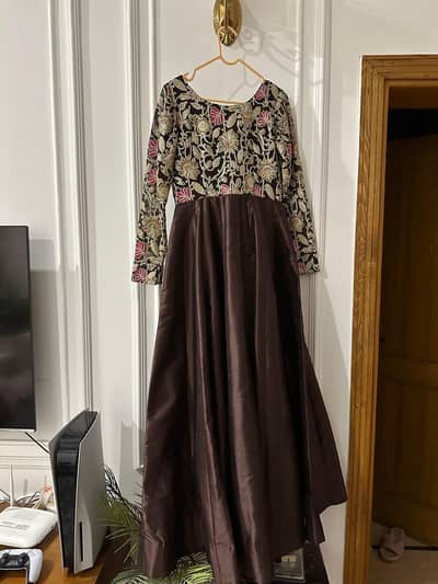 Maxi Chocolate Color Raw Silk