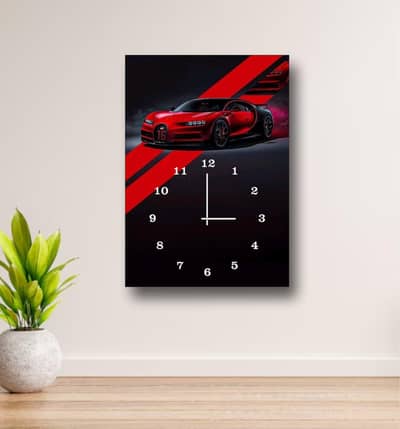 Premium Red Bugatti Chiron Wall Clock - Modern Industrial Design