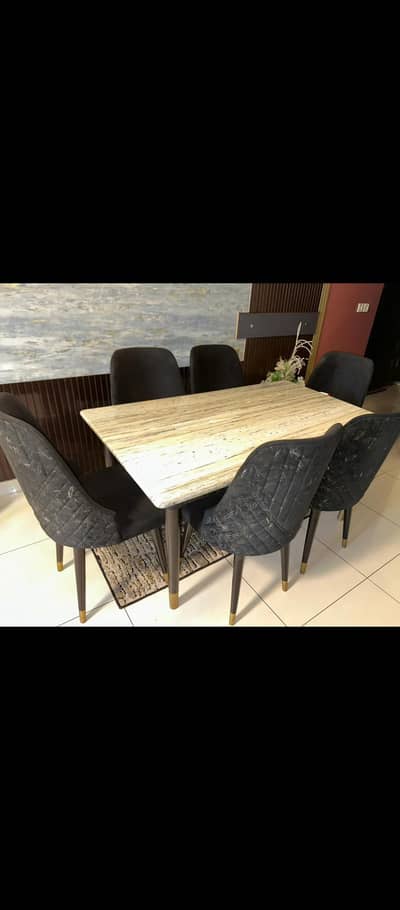 dining table with 6 valvet chairs