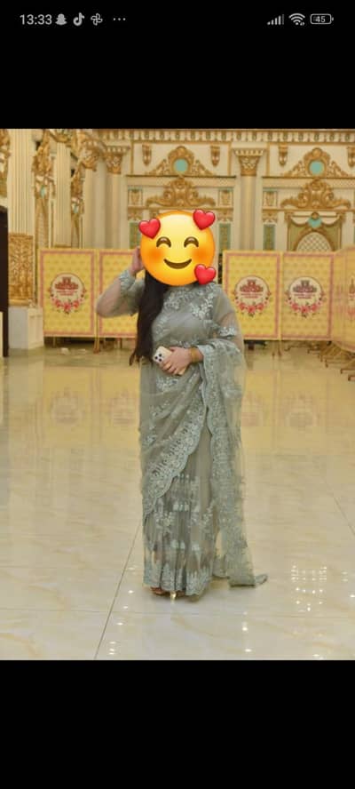 saree + barbie frock