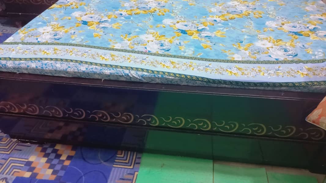 Wooden High glass king bed 2