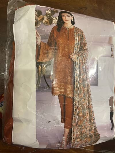 Orange full embroidered dress