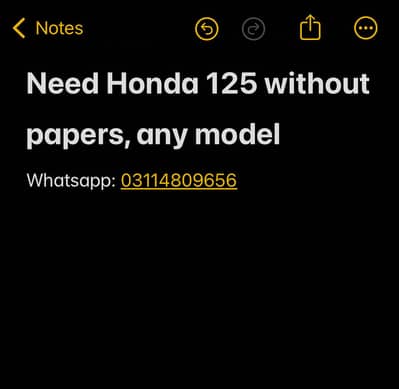 Need honda 125 without papers