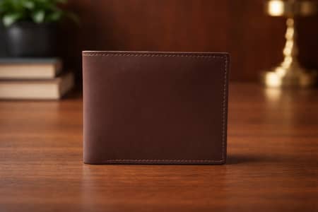 Crown fold leather wallet