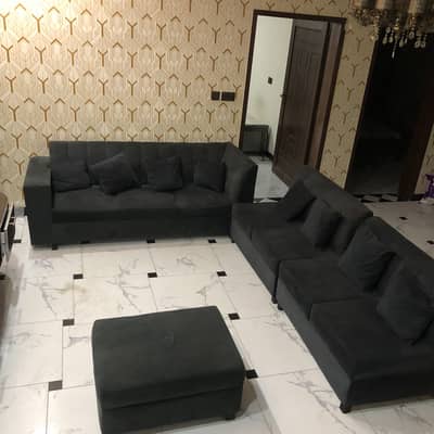 Velvet L Shaped Sofa 8 seated