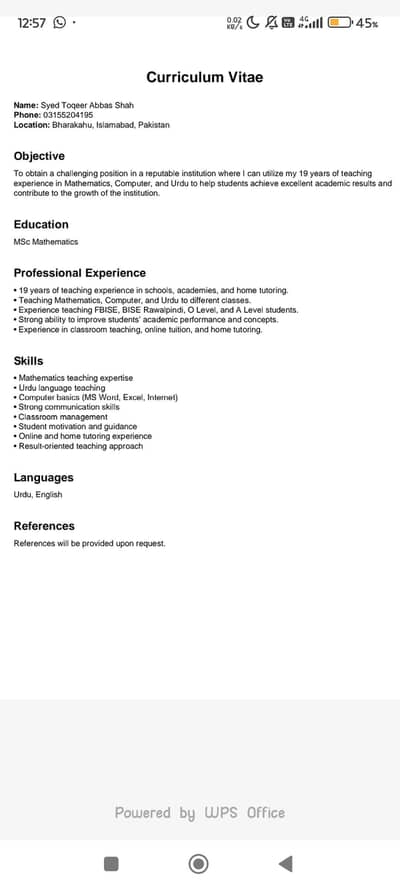 home and online Tution available