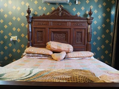 pure wooden bed . . with side rack and dressing table