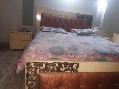 Complete Bedroom Set – Bed + Spring Mattress + Dresser & 2 Side Tables