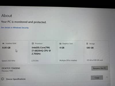 Dell 7510 work station