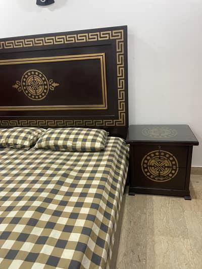 King size bed with side tables for sale - only 2 years use
