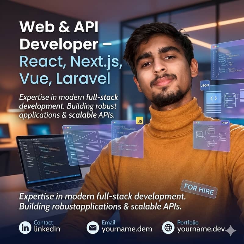 Full Stack Developer – React, Next. js, Vue & Laravel API Expert 2