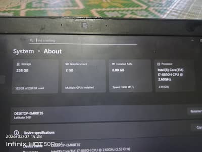 Dell Latitude 5491 Core i7 8th Gen 8GB 256GB SSD | 2GB NIVIDIA MX 130