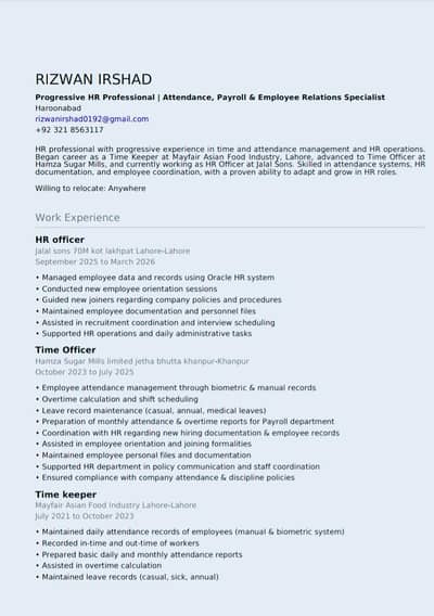 Job Wanted- HR Officer