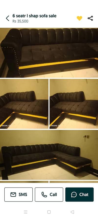 black golden l shape sofa
