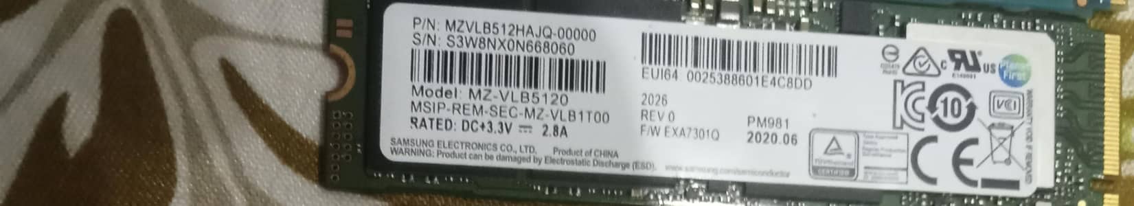 Samsung nvme 512 like new