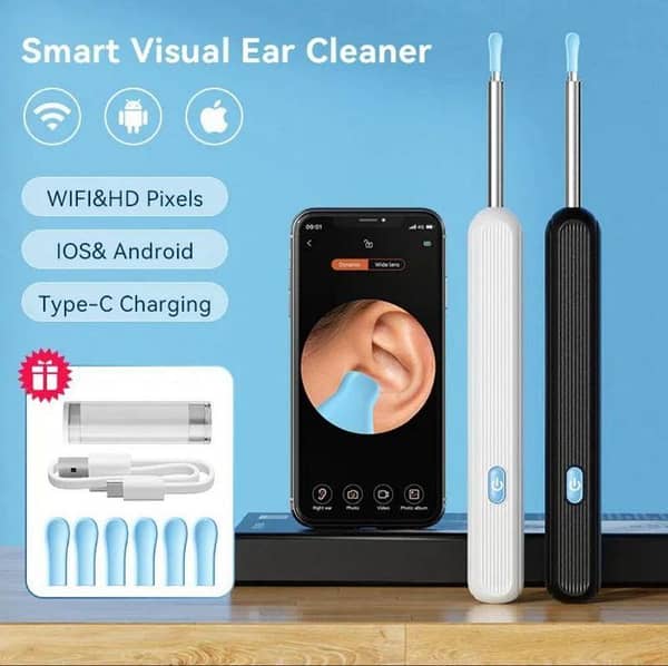Ear Cleaner High Precision Ear Wax Removal Tool with Camera with LED Light Wireless Cleaner Smart Ear Cleaning Kit - Limited stock