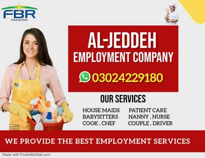 House Maid /Pakistani cook /Nanny /chef / Baby Sitter Driver available