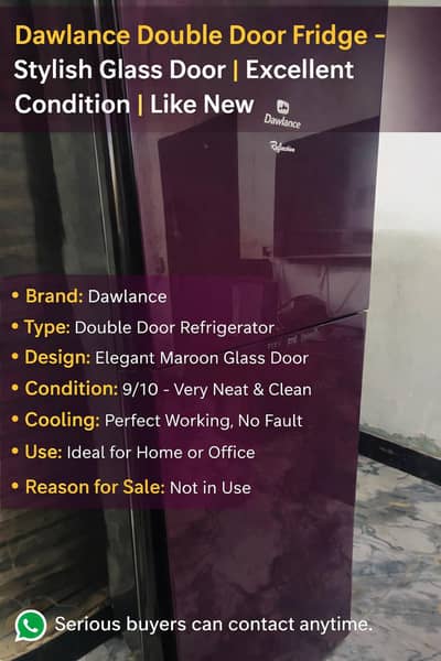 Dawlance Double Door Fridge – Stylish Glass Door |Like New