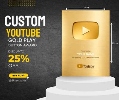 Generic Custom YouTube Gold Play Button Replica