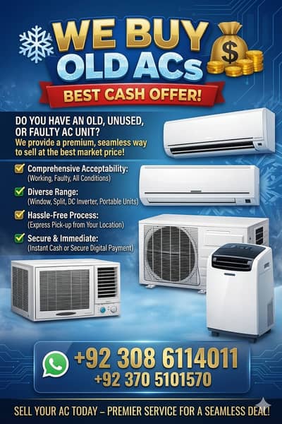 Ac purchase/ haier ac/gree ac / window ac / inverter ac/ dead ac