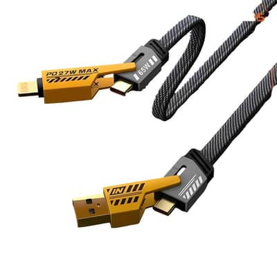 4 in 1 Fast Charging Cable 65W - Type C, Lightning and Micro USB Multi