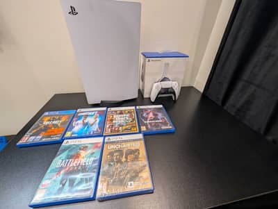 PS5 Disc Edition + Pulse Headset + 6 Games | Complete Box