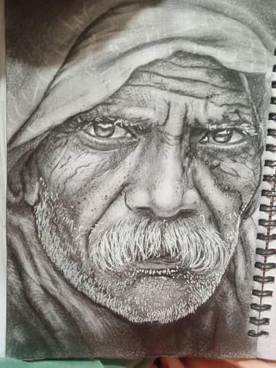 portrait with pencil sketch