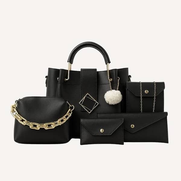 Paradise 5 Pcs Handbag Set-Black – Stylish, Versatile & Durable