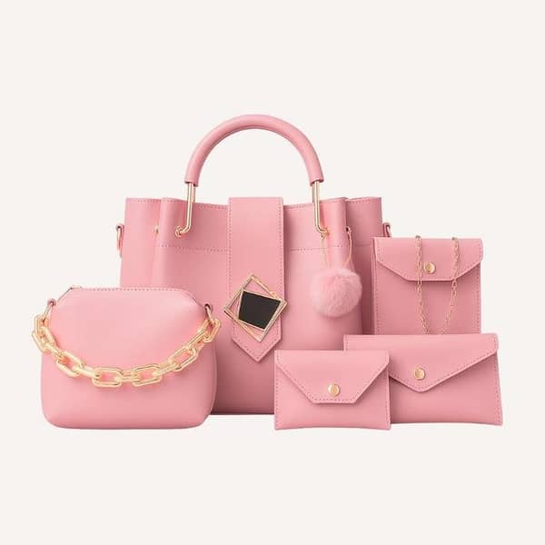 Paradise 5 Pcs Handbag Set-Pink – Stylish, Versatile & Durable
