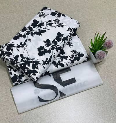 Monochrome Floral 2-Piece Summer Lawn Suit