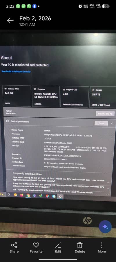 High Performance gaming/workstation/Pc Xeon-E3-1225v3/24gb Ram/Rx550 4