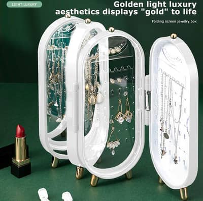 Foldable Jewelry Box with Mirror & LED Light whatsapp number3314596901