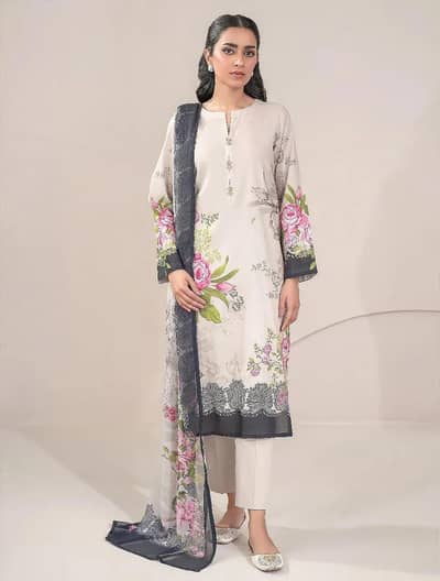 Limelight off-white 3-piece unstitched winter linen suit