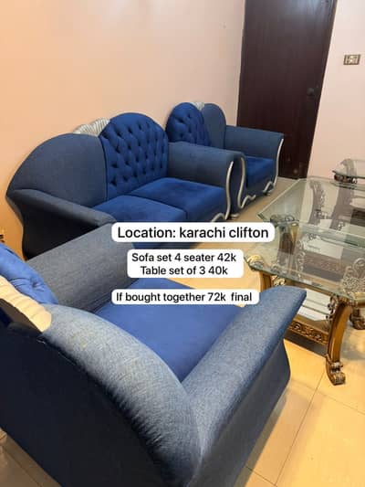 4 seater sofa and tables